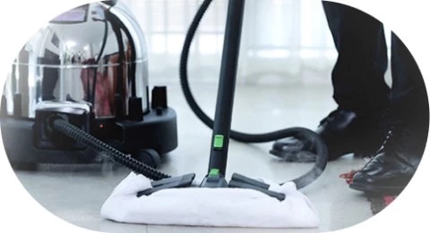 Steam mopping a floor